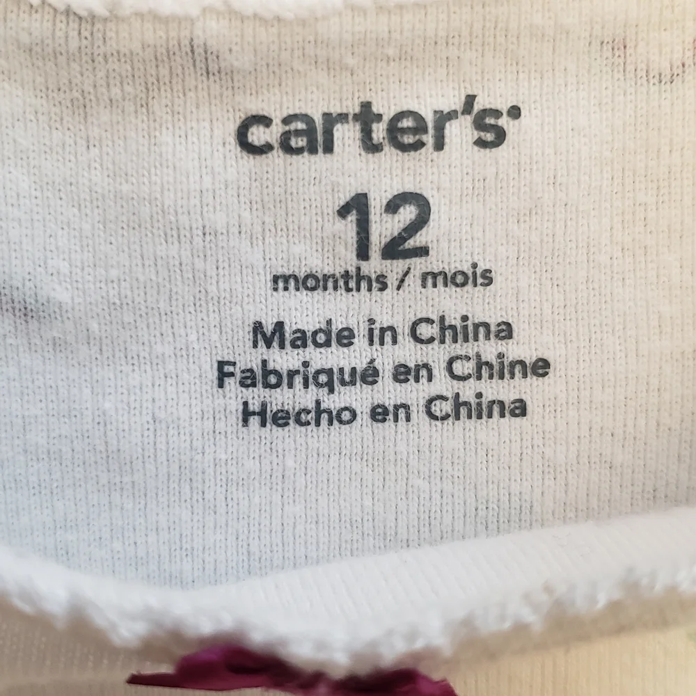 Carter's White Unicorn Print Baby Onesie Size 12 Months